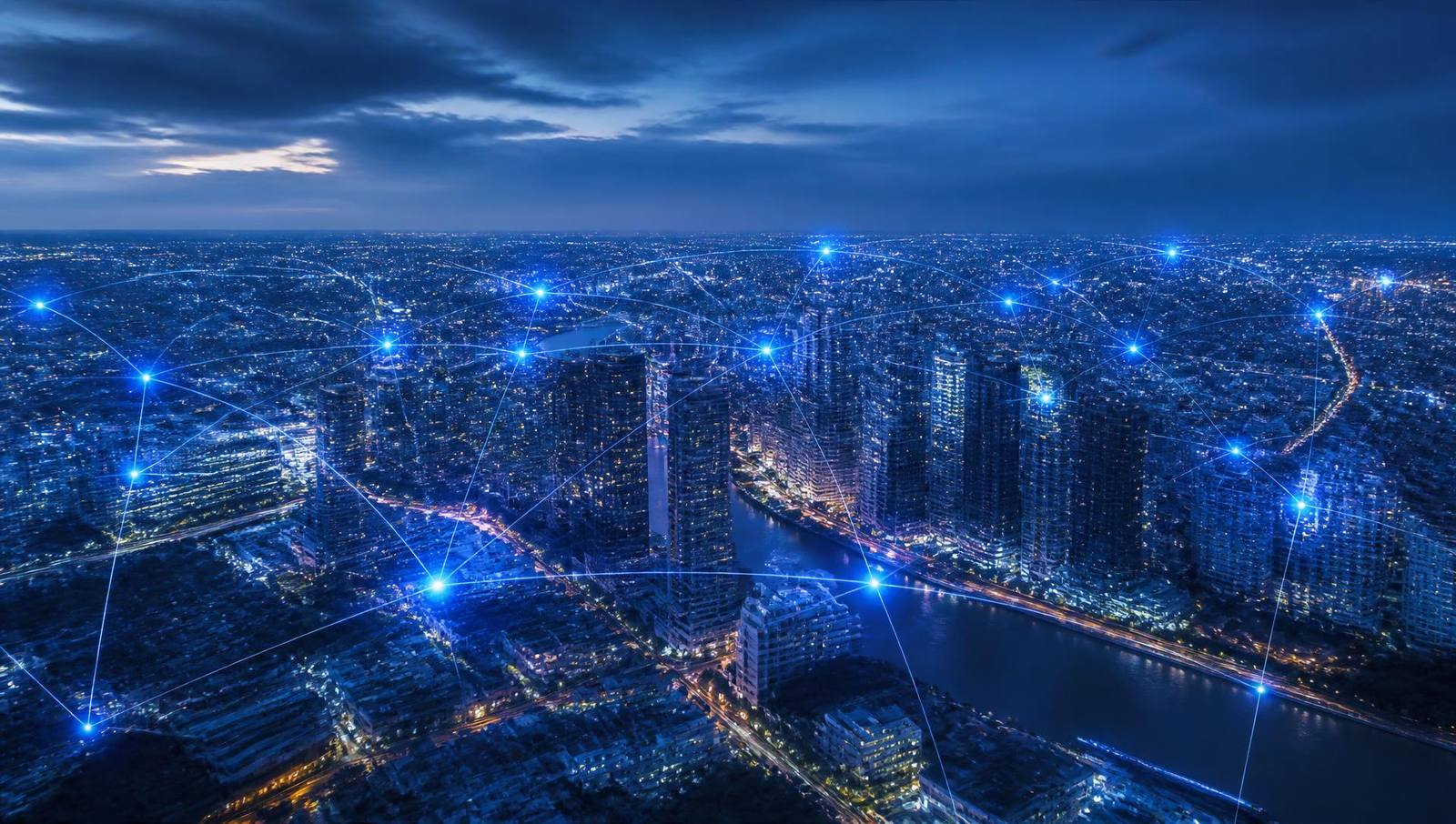Connected city skyline representing a nationwide IoT sensor network